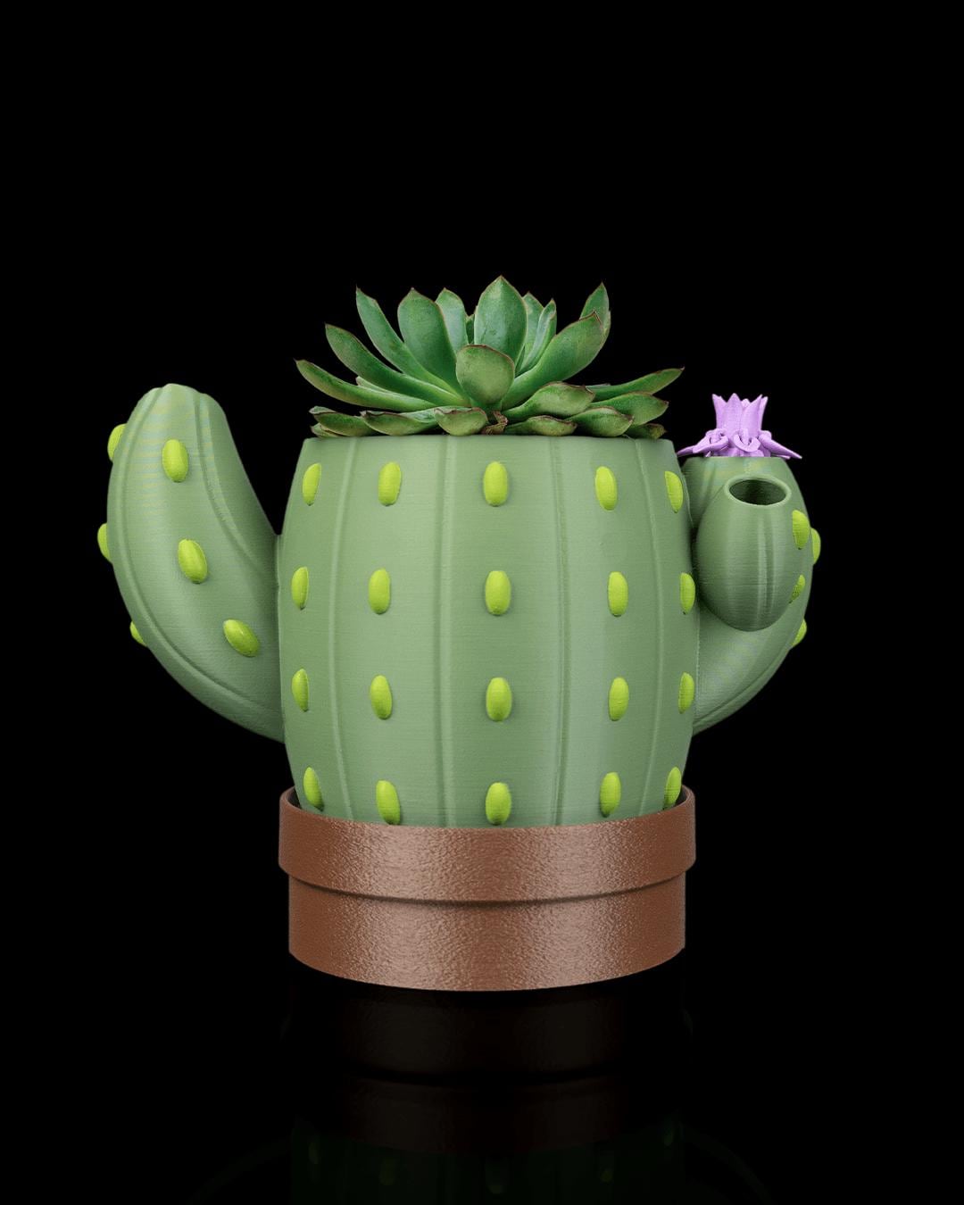 3D Printed Cactus Planter | Bloom Signal Pot | Fun Succulent Holder | Unique Plant Holder