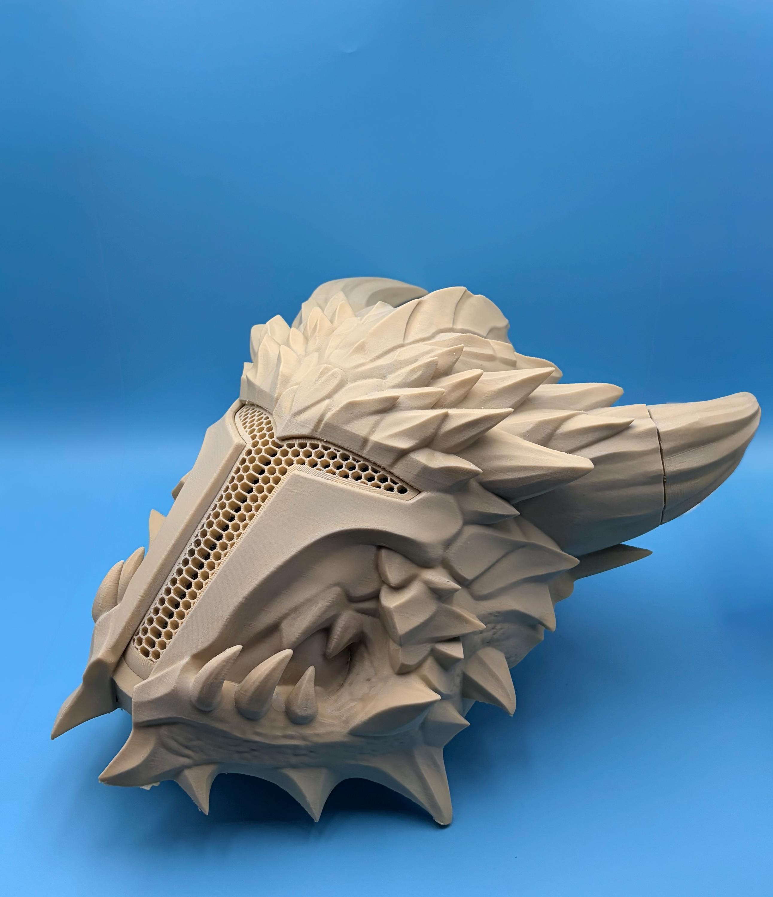 3D Printed Spiked Dragon Helmet | Primed Cosplay Armor Prop