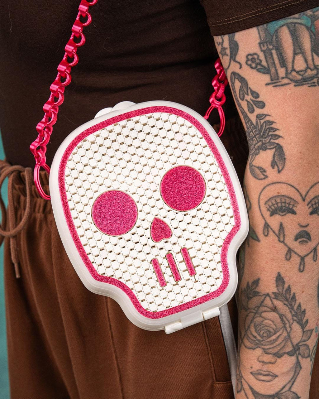 Skull Crossbody Bag with Chain Strap —Goth Gift — Mini Shoulder Bag
