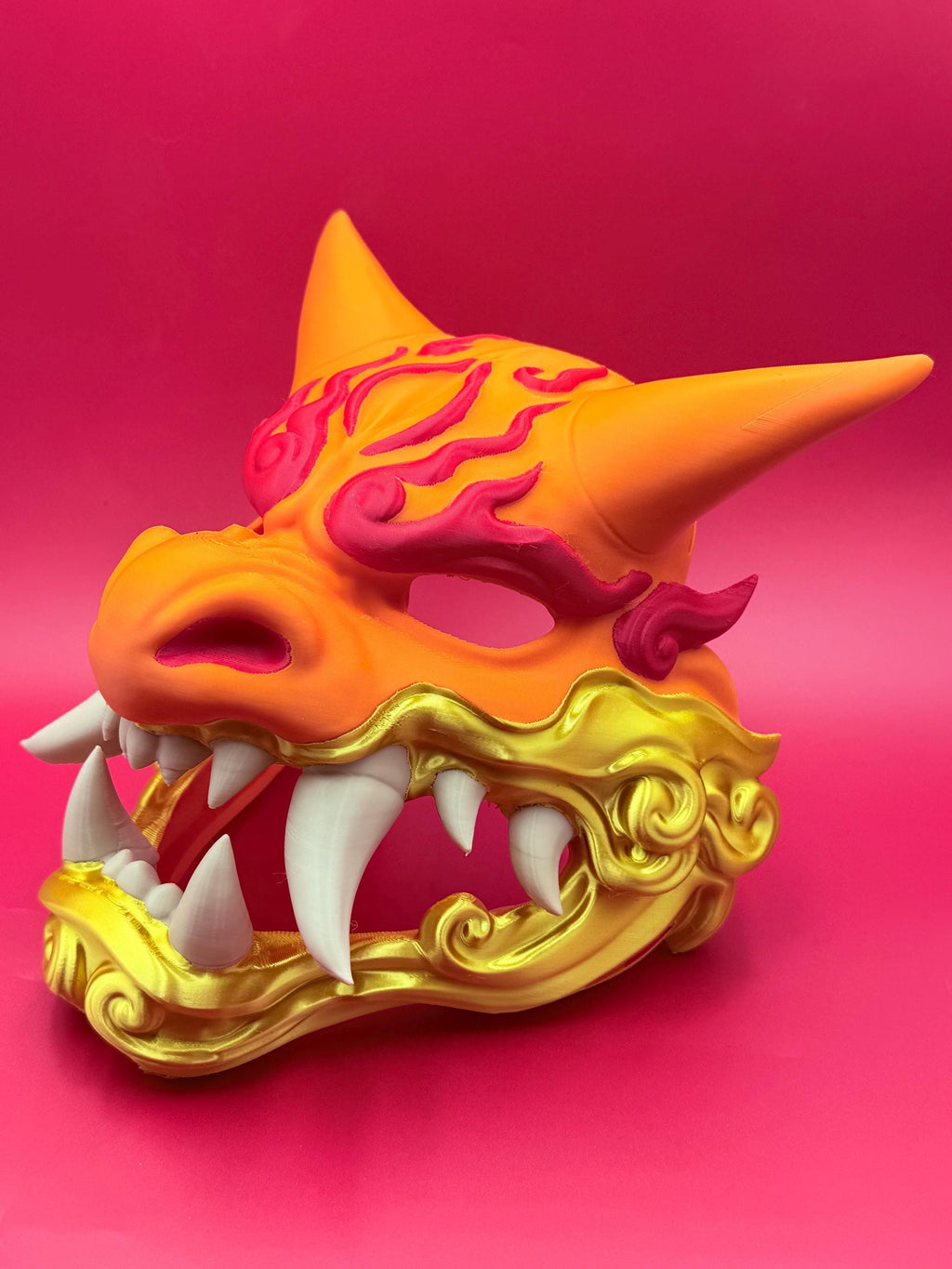 Fire Dragon Mempo Mask | Samurai Anime Wall Art