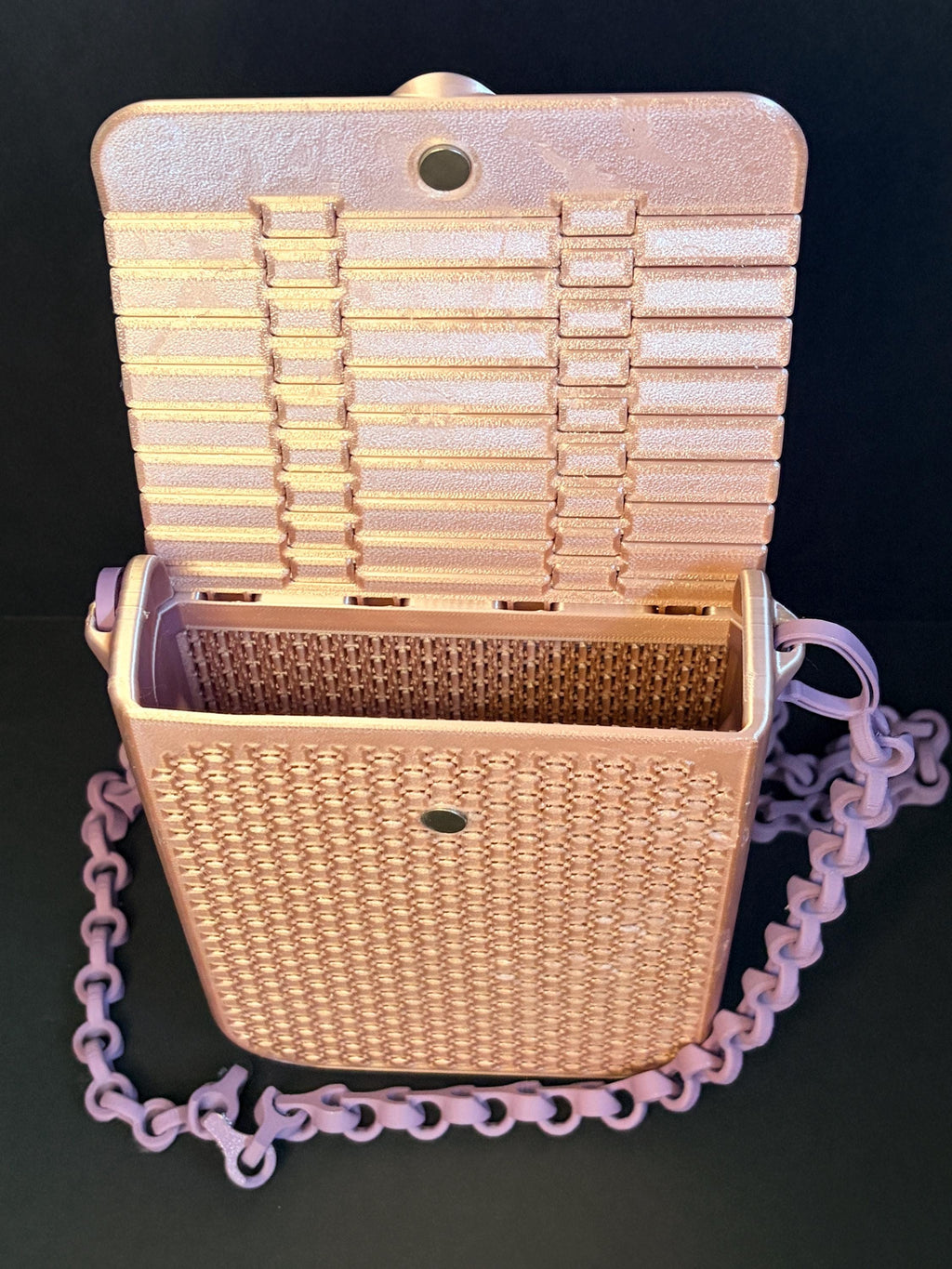 Crossbody Phone Bag with Chain Strap — Woven Lattice Mini Purse — Flip Top Closure  — Unique Gift — Shoulder Bag