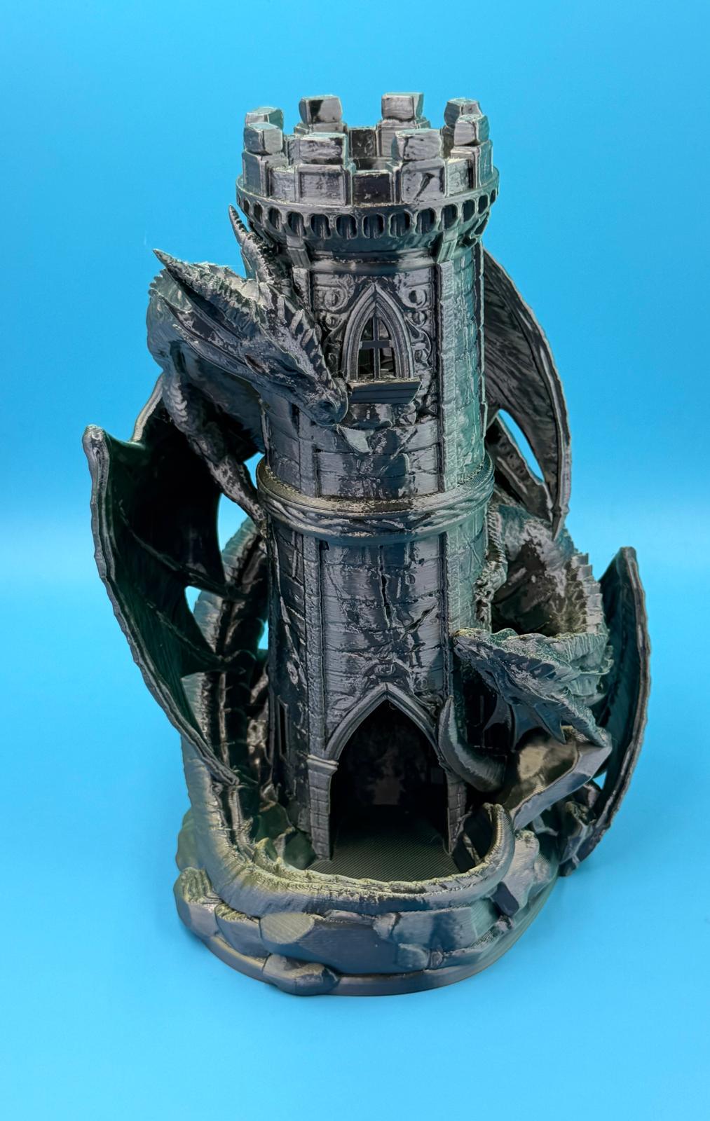 Dragon Dice Tower with Catch Tray | Dark Fantasy RPG Accessory