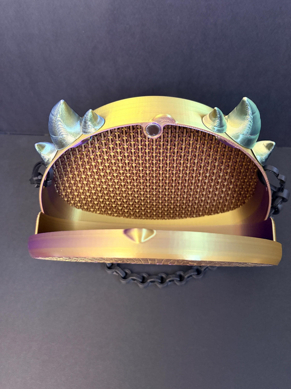 Dragon Crossbody Bag with Chain Strap — Spiked Dragon Purse — Woven Lattice Clutch -Fantasy Gift