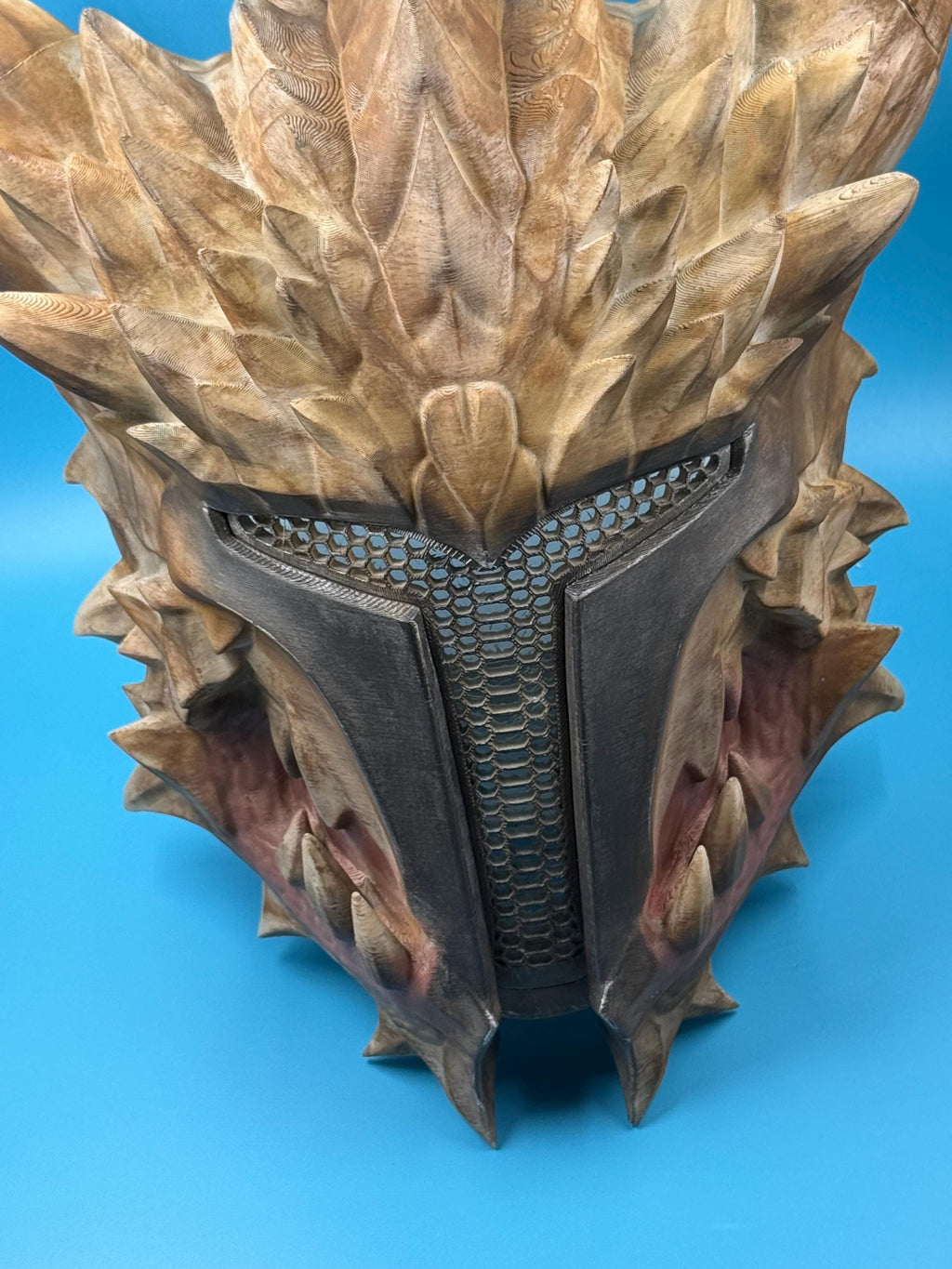 3D Printed Spiked Dragon Helmet | Primed Cosplay Armor Prop