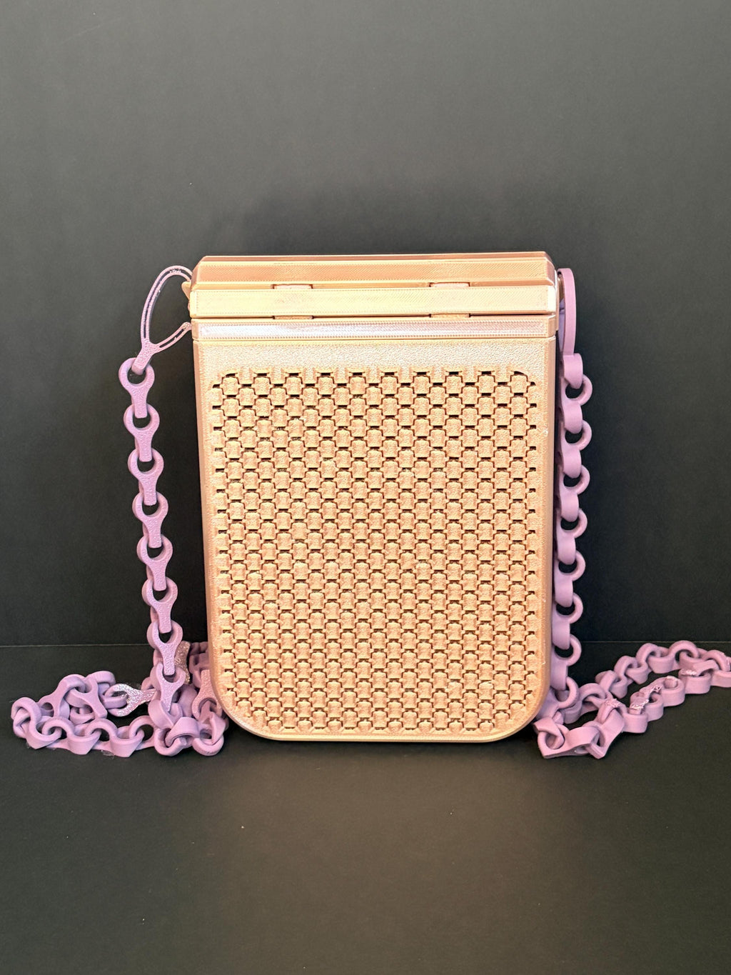 3D Printed Crossbody Phone Bag – Lattice Design, Chain Strap Shoulder Bag