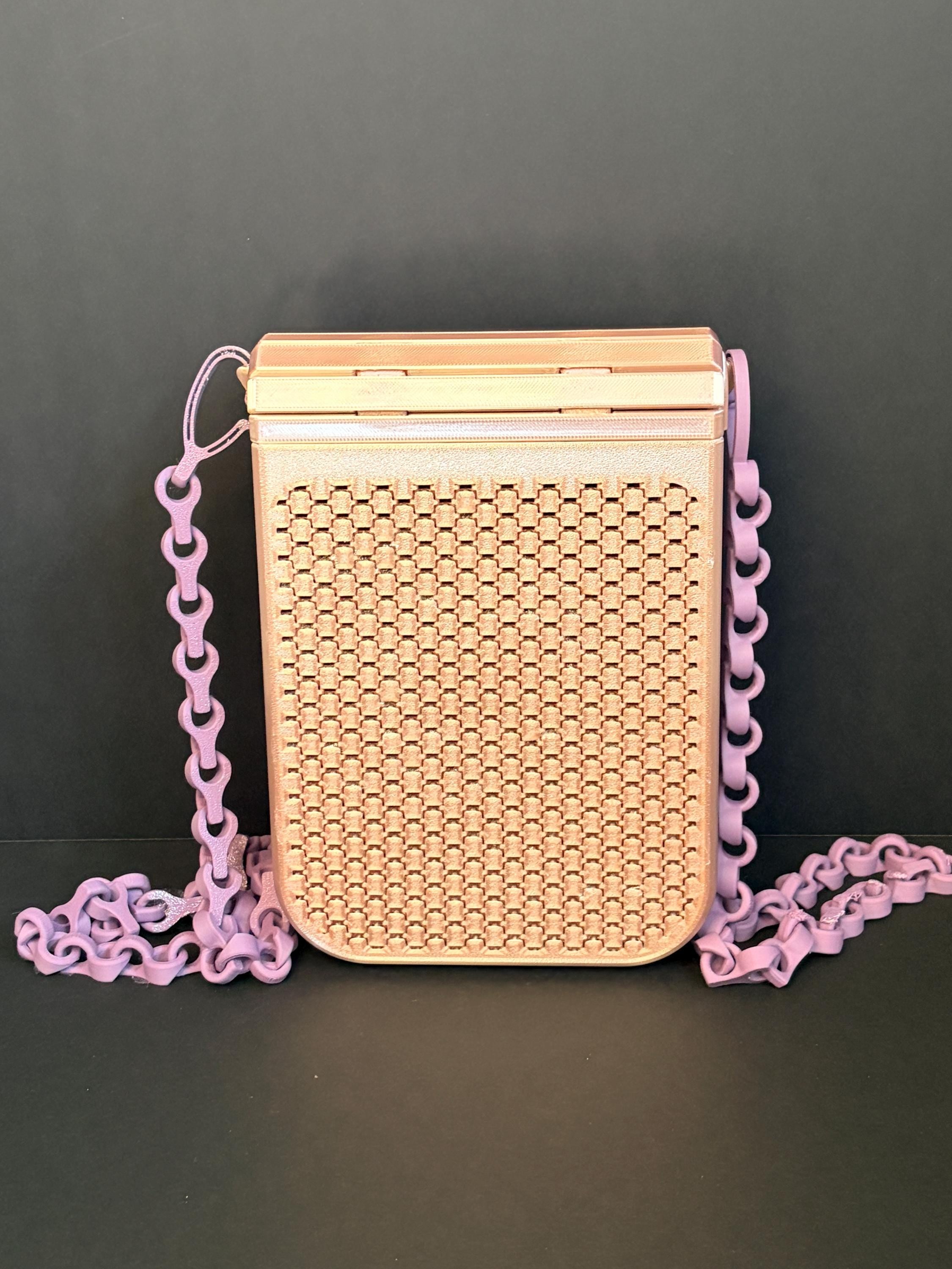 3D Printed Crossbody Phone Bag – Lattice Design, Chain Strap Shoulder Bag