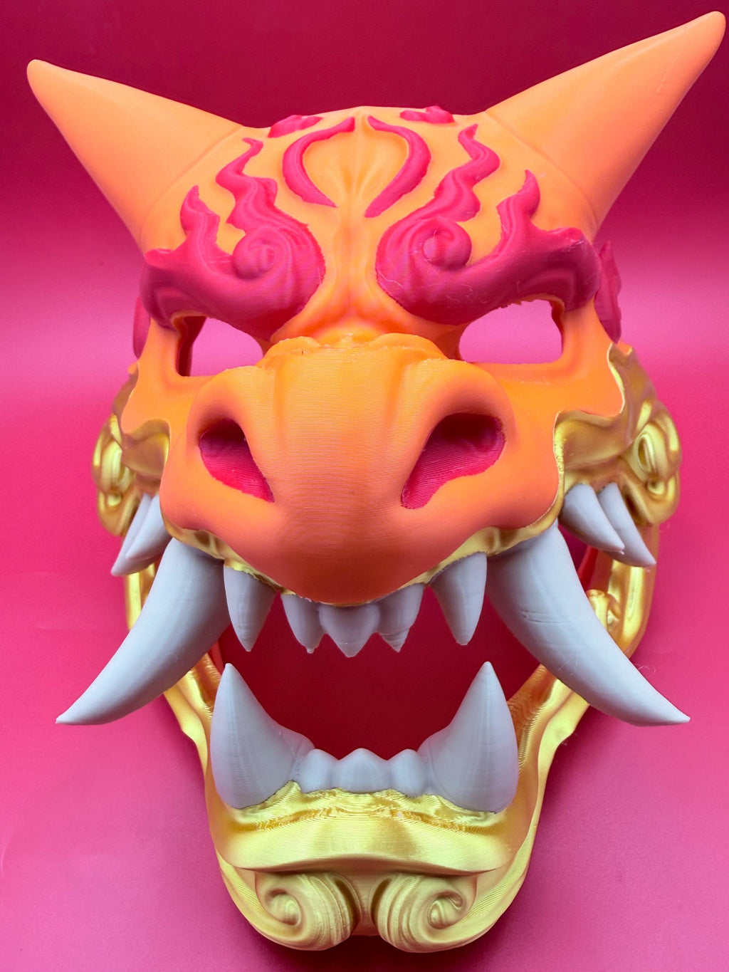 Fire Dragon Mempo Mask | Samurai Anime Wall Art