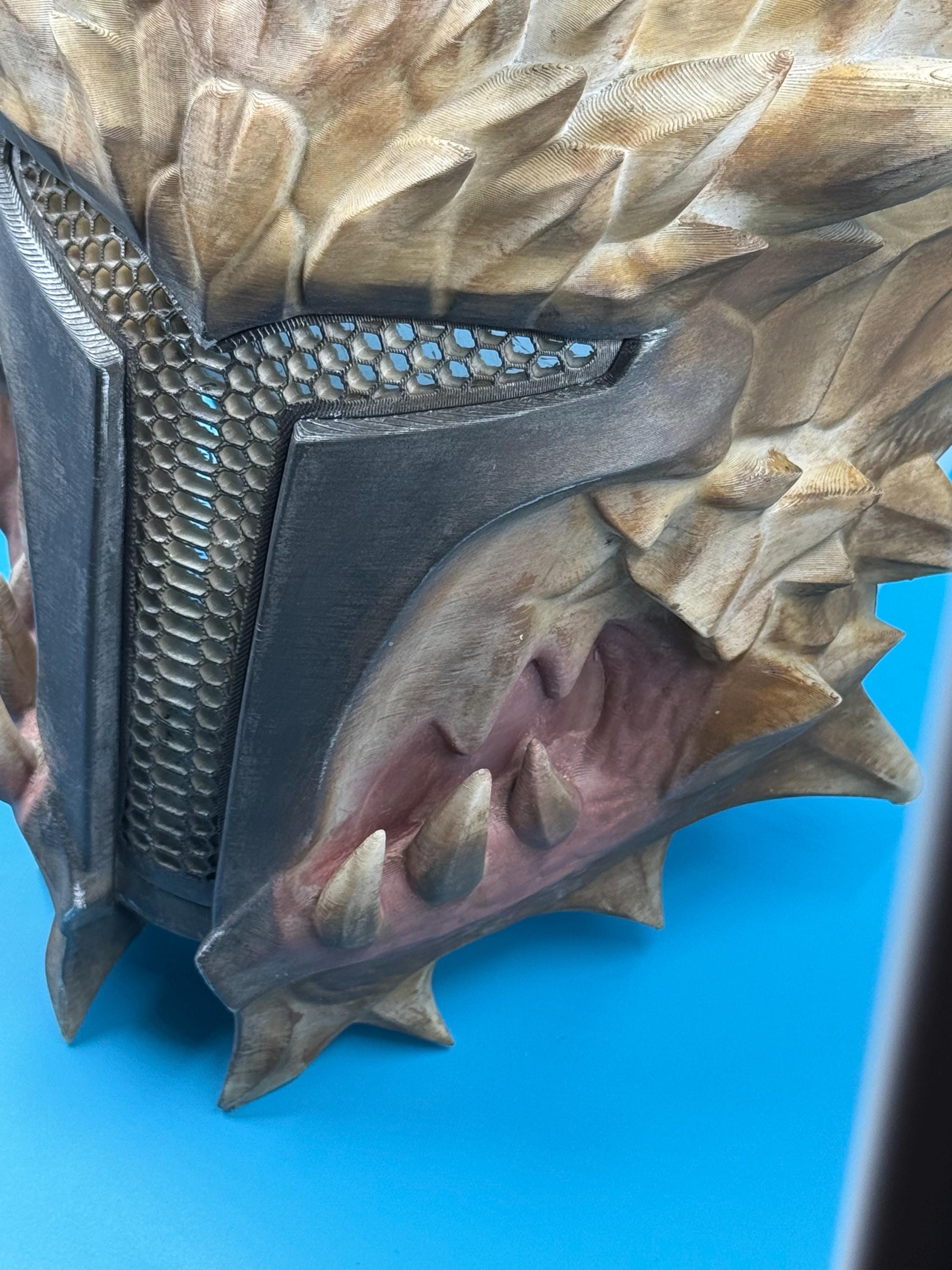 3D Printed Spiked Dragon Helmet | Primed Cosplay Armor Prop