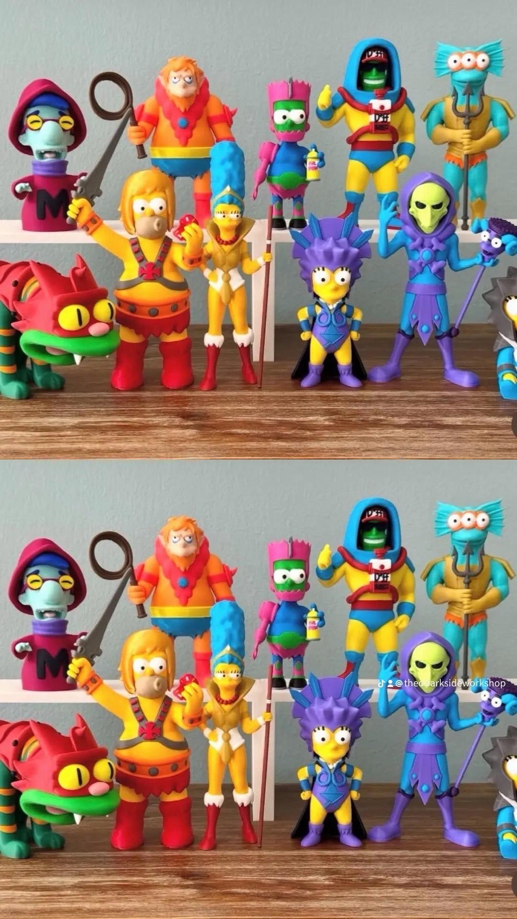 Springfield Family Warrior Mashup Figures | 3D Printed Collectibles, Cartoon Superhero Desk Decor