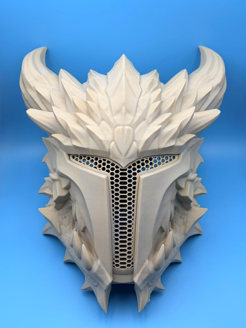 3D Printed Spiked Dragon Helmet | Primed Cosplay Armor Prop