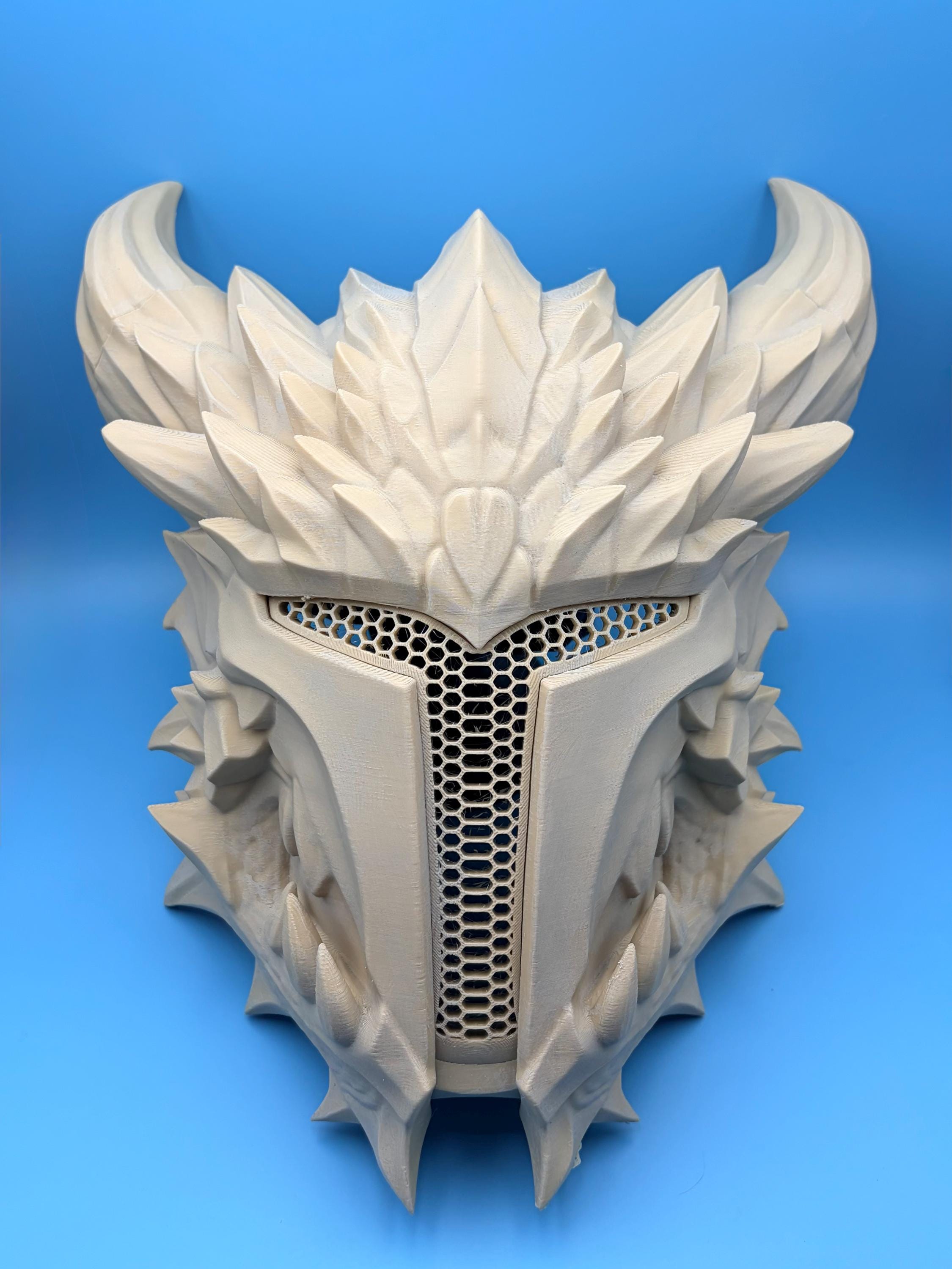 3D Printed Spiked Dragon Helmet | Primed Cosplay Armor Prop