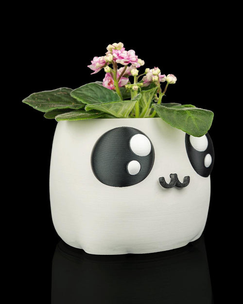 3D Printed Bloop Face Planter | Cute Panda Pot | Kawaii Succulent Holder | Desk Decor