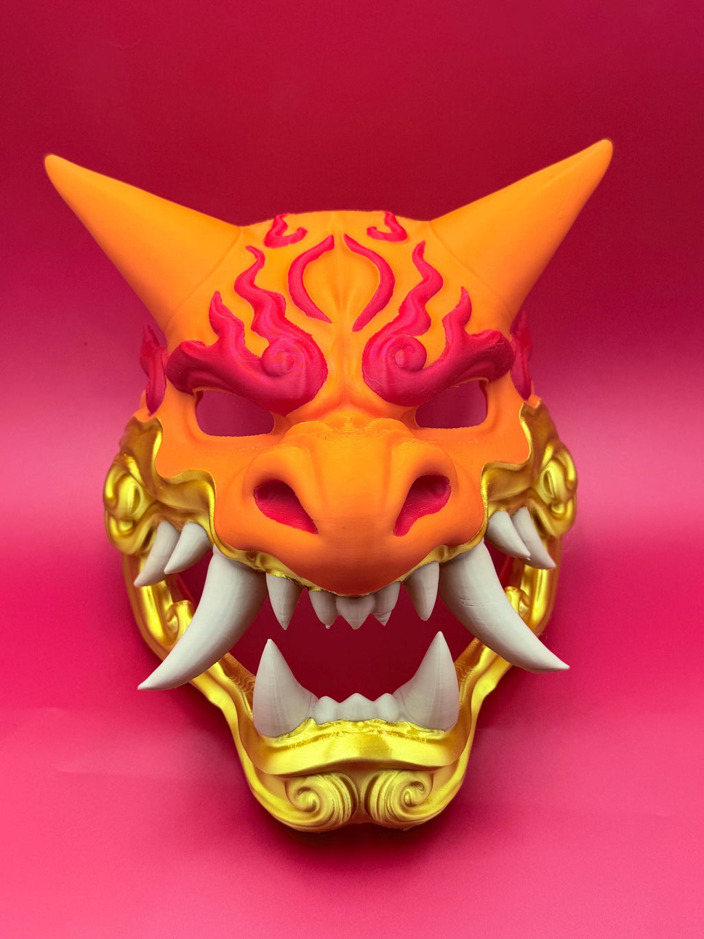 Fire Dragon Mempo Mask | Samurai Anime Wall Art