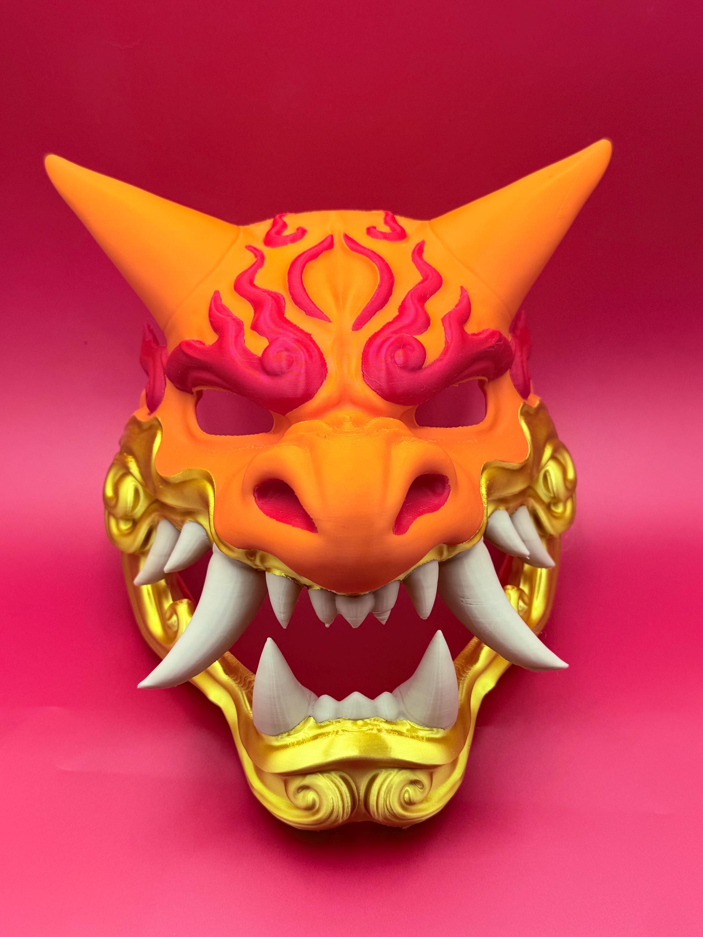 Fire Dragon Mempo Mask | Samurai Anime Wall Art