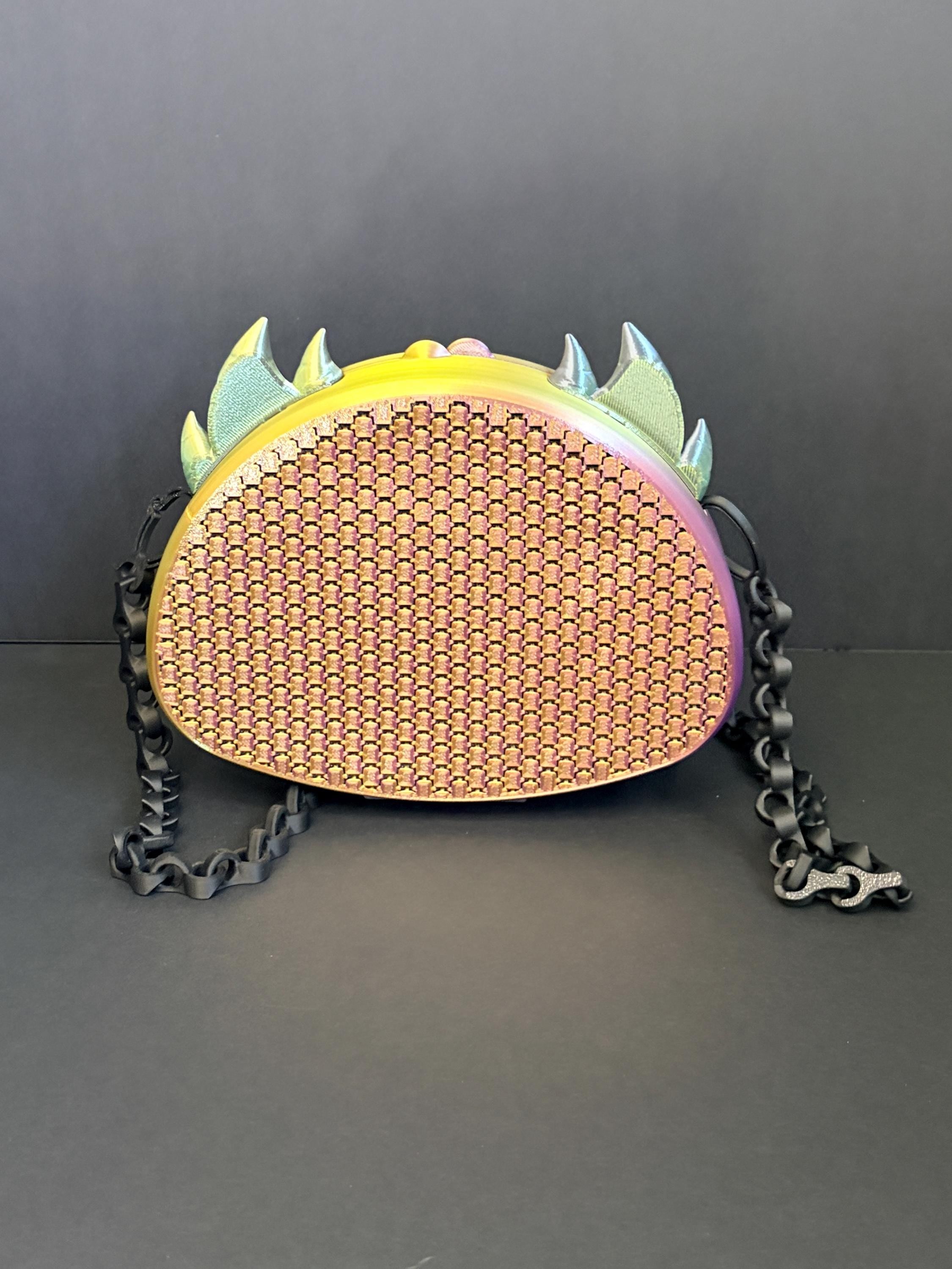 Dragon Crossbody Bag with Chain Strap — Spiked Dragon Purse — Woven Lattice Clutch -Fantasy Gift