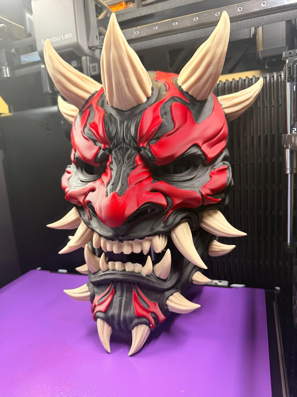 Oni Mask - Darth Maul Crossover - 3D Printed Wall Art - Japanese Demon Mask