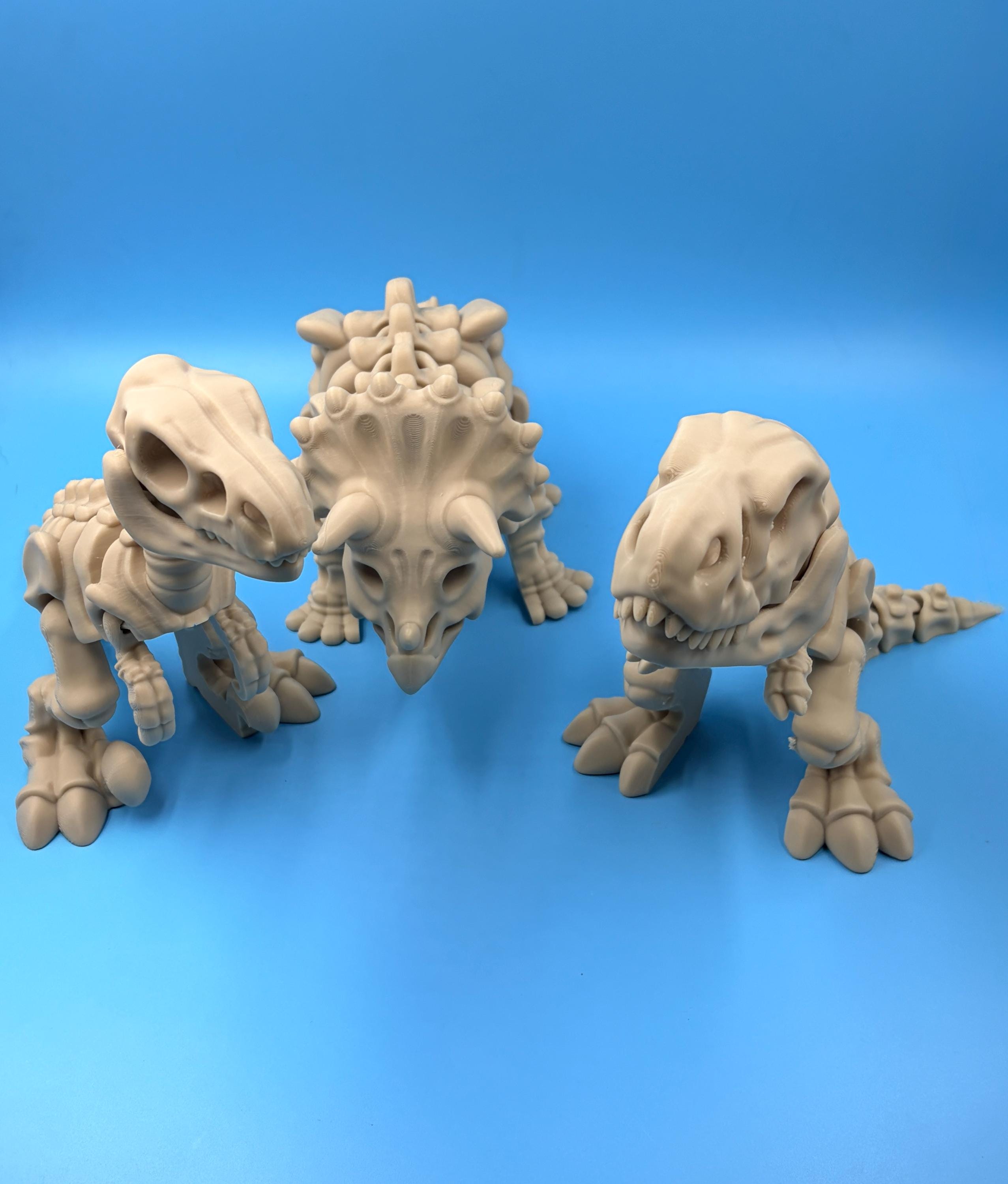 Articulated Dinosaur Trio - Triceratops, Velociraptor, T-Rex Figures