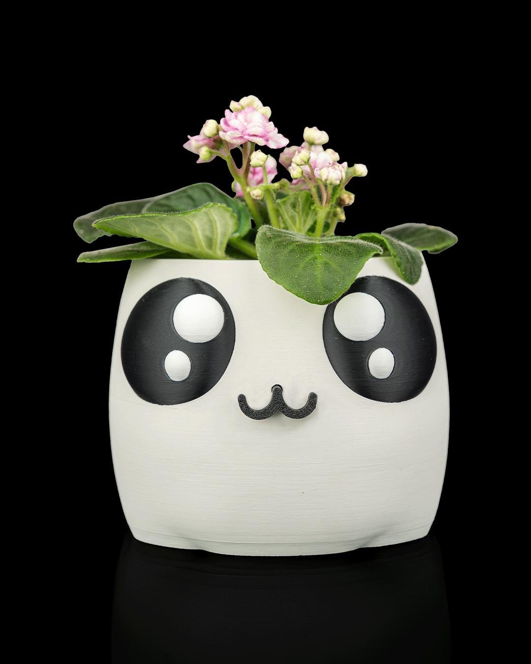 3D Printed Bloop Face Planter | Cute Panda Pot | Kawaii Succulent Holder | Desk Decor