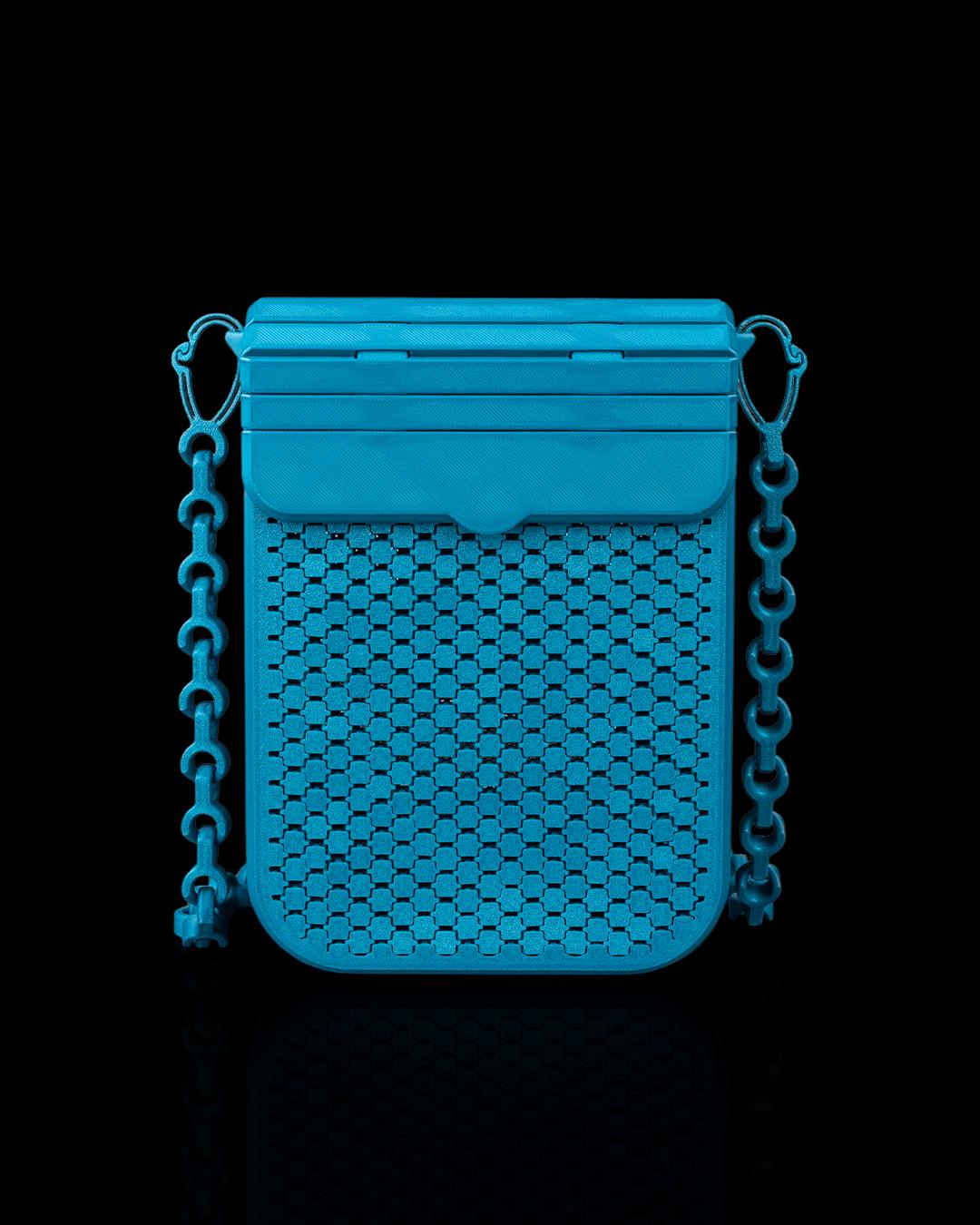Crossbody Phone Bag with Chain Strap — Woven Lattice Mini Purse — Flip Top Closure  — Unique Gift — Shoulder Bag