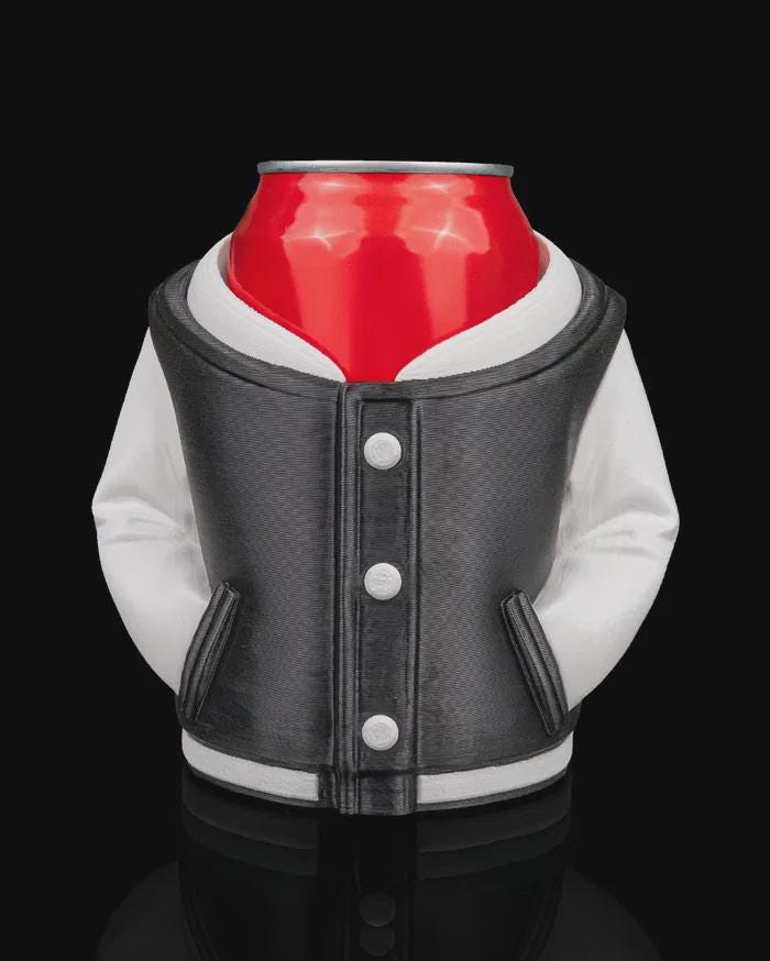 3D Printed Can Koozie Jacket | Puffer, Hoodie, Bathrobe, Leather, Suede, Varsity Styles