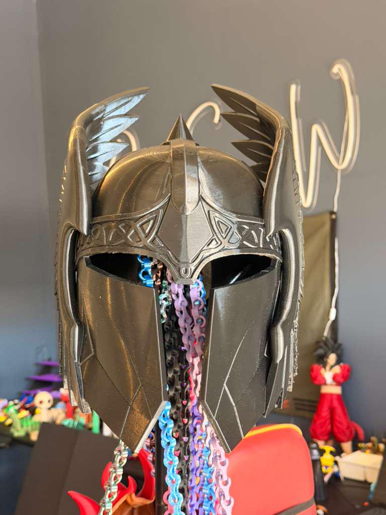 The DarksideWorkshop Valkyrie Mandolorian Helmet STL. This is a digital item not physical.