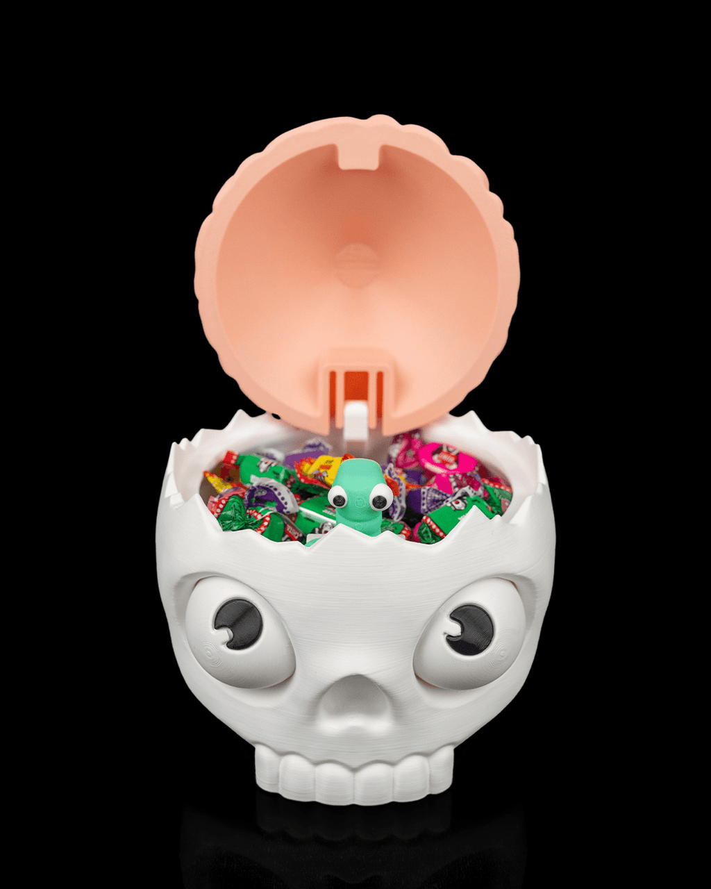 Brain Skull Candy Bowl | Funny Halloween Candy Dish | Kids Trick or Treat Bowl with Pop-Up Worm
