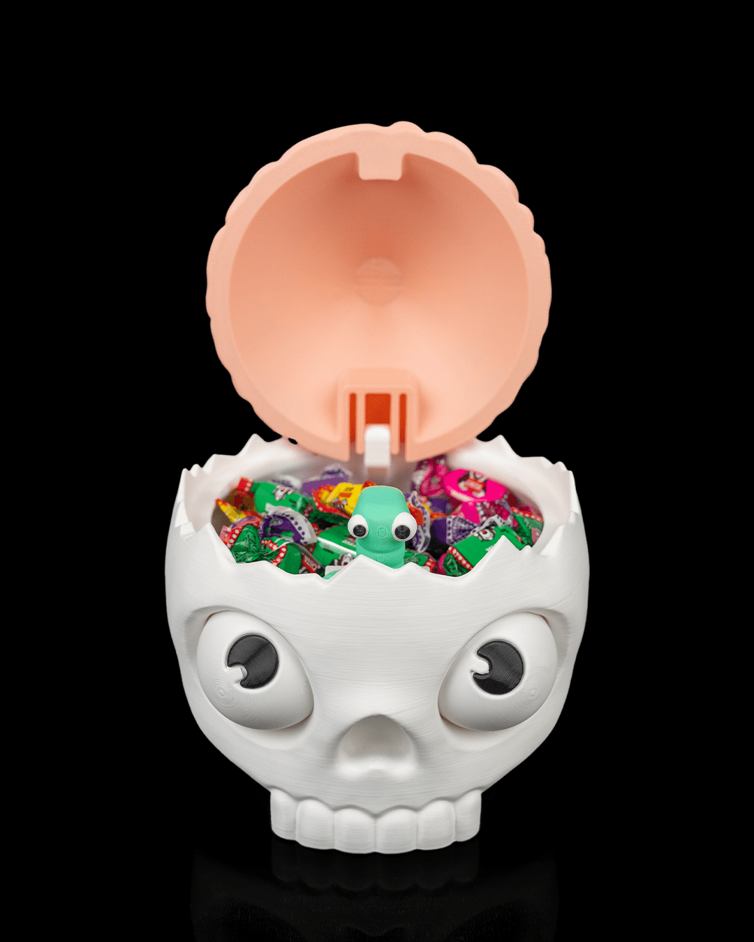 Brain Skull Candy Bowl | Funny Halloween Candy Dish | Kids Trick or Treat Bowl with Pop-Up Worm