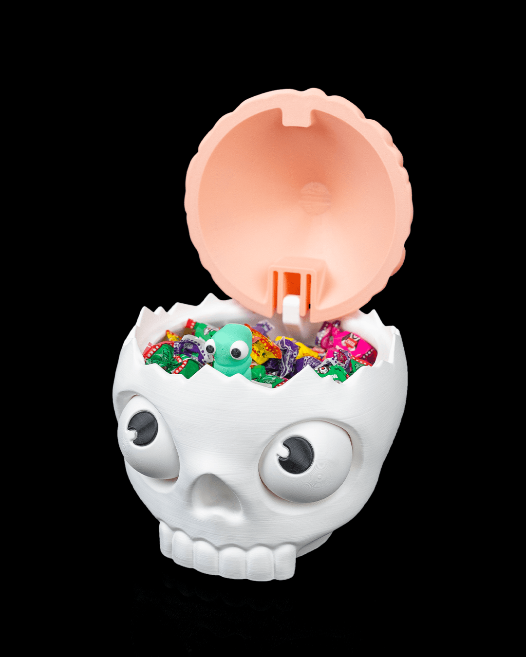 Brain Skull Candy Bowl | Funny Halloween Candy Dish | Kids Trick or Treat Bowl with Pop-Up Worm