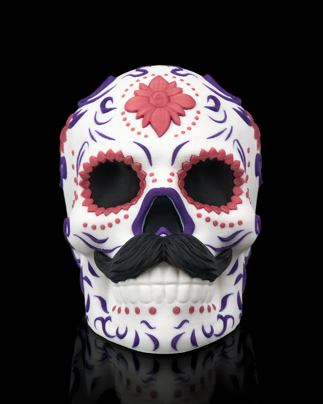 3D Printed Calavera Sugar Skull Sculpture | Carmen & Carlos Day of the Dead Skull Art | Dia de los Muertos Decor | Choose One or the Set