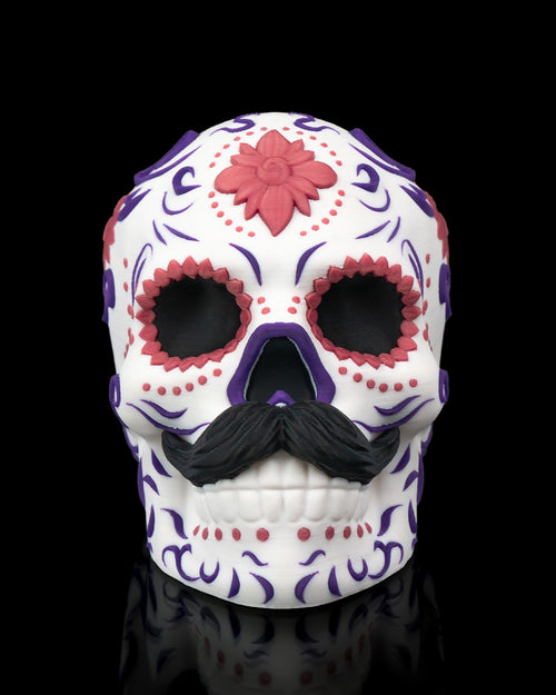 3D Printed Calavera Sugar Skull Sculpture | Carmen & Carlos Day of the Dead Skull Art | Dia de los Muertos Decor | Choose One or the Set