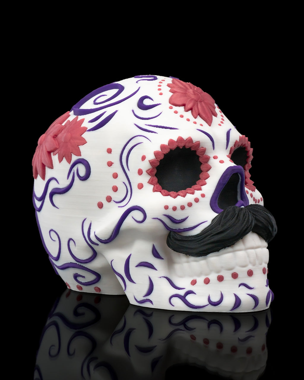 3D Printed Calavera Sugar Skull Sculpture | Carmen & Carlos Day of the Dead Skull Art | Dia de los Muertos Decor | Choose One or the Set