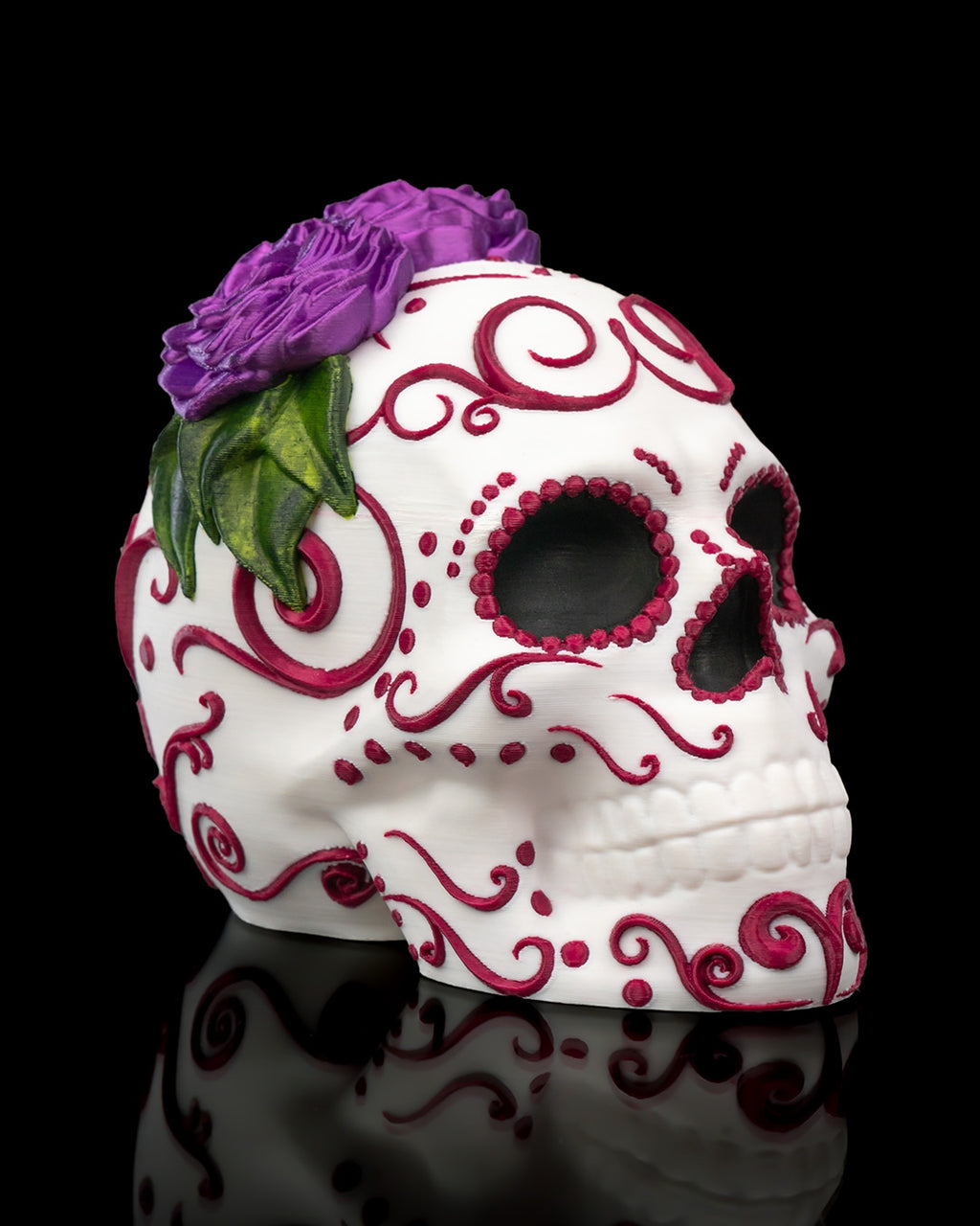 3D Printed Calavera Sugar Skull Sculpture | Carmen & Carlos Day of the Dead Skull Art | Dia de los Muertos Decor | Choose One or the Set