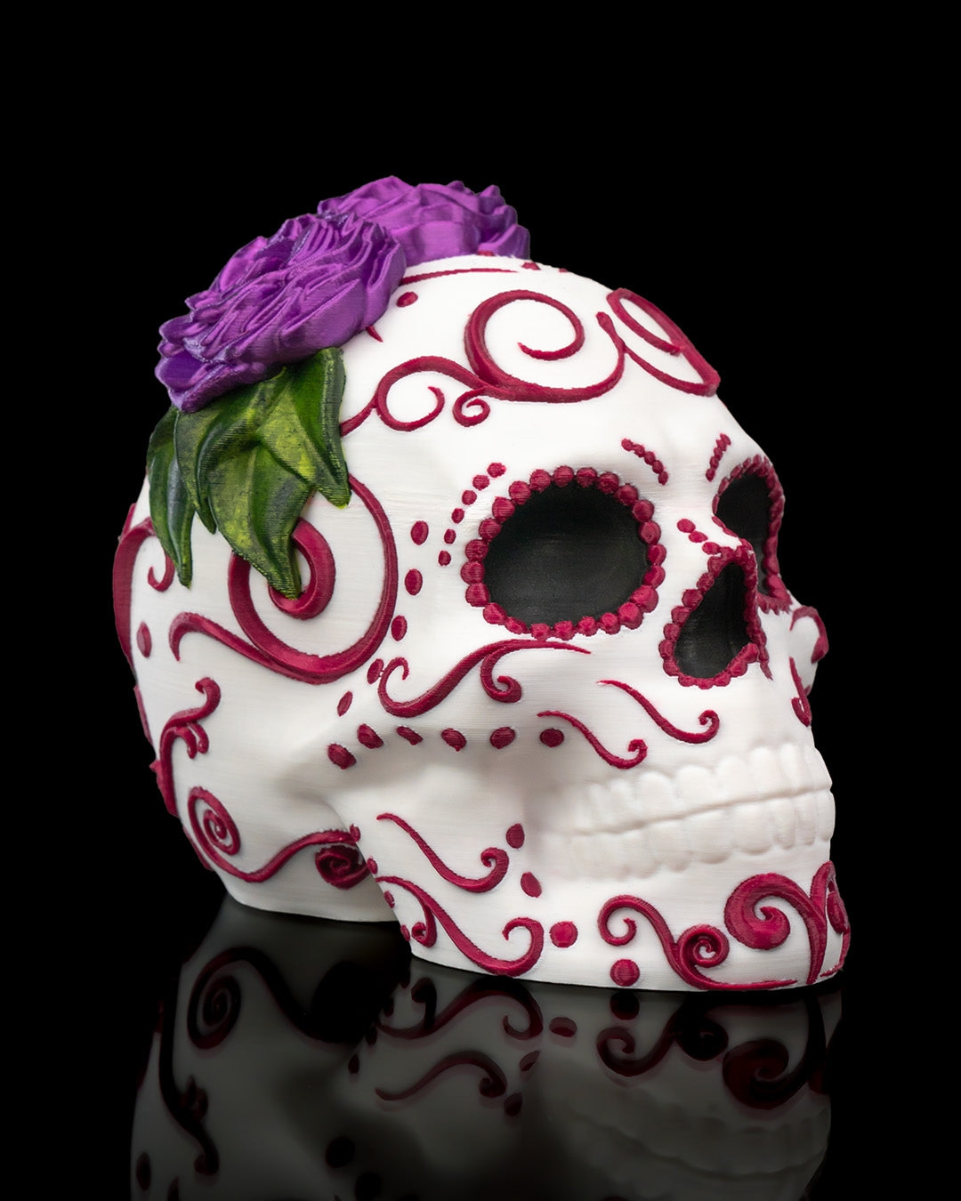 3D Printed Calavera Sugar Skull Sculpture | Carmen & Carlos Day of the Dead Skull Art | Dia de los Muertos Decor | Choose One or the Set