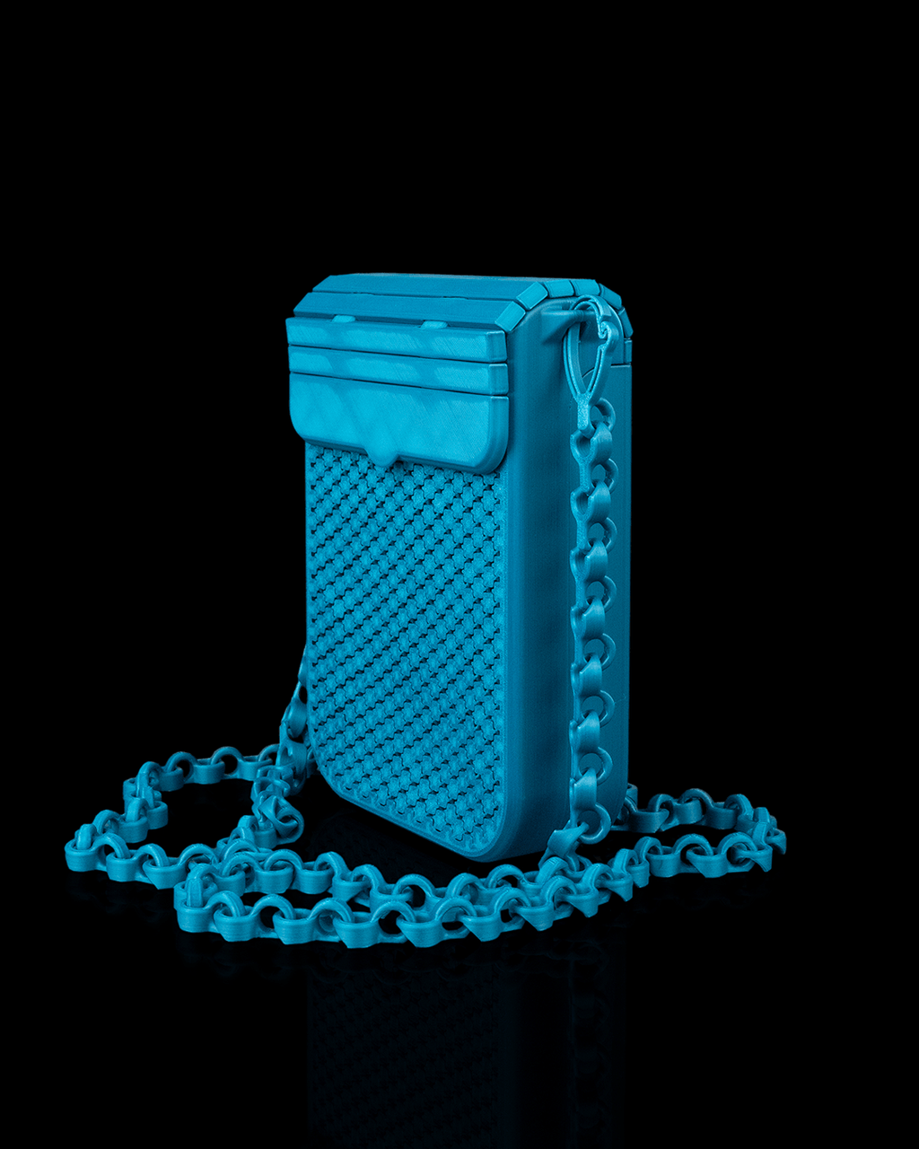3D Printed Mesh Crossbody Bag | Flip-Top Phone Purse | Woven Mesh Pouch with Chain Strap