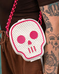 3D Printed Skull Purse | Deadly Cute Mesh Crossbody Bag | Sugar Skull Handbag with Chain Strap
