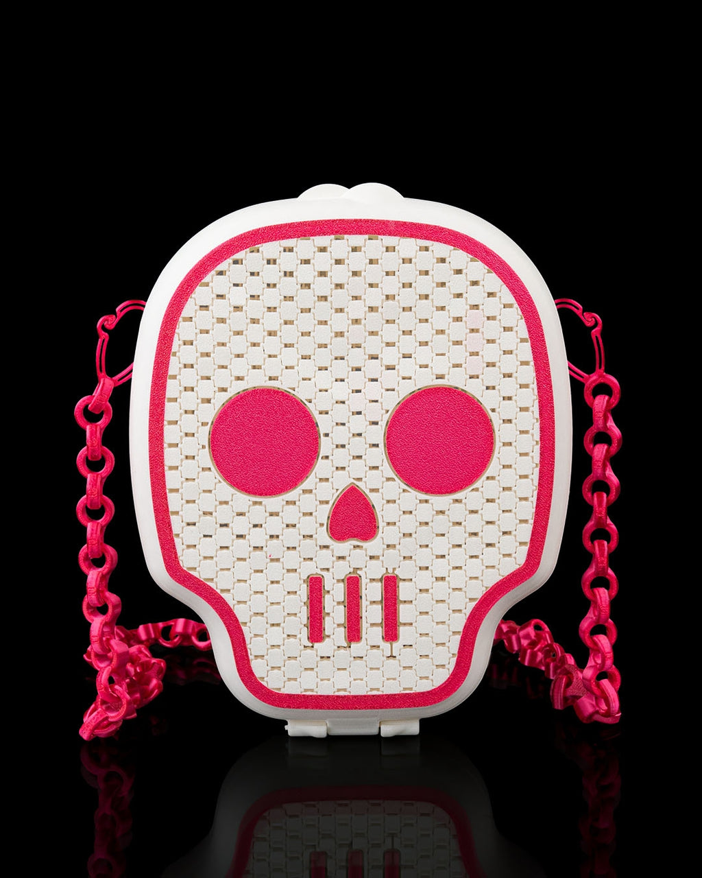 3D Printed Skull Purse | Deadly Cute Mesh Crossbody Bag | Sugar Skull Handbag with Chain Strap