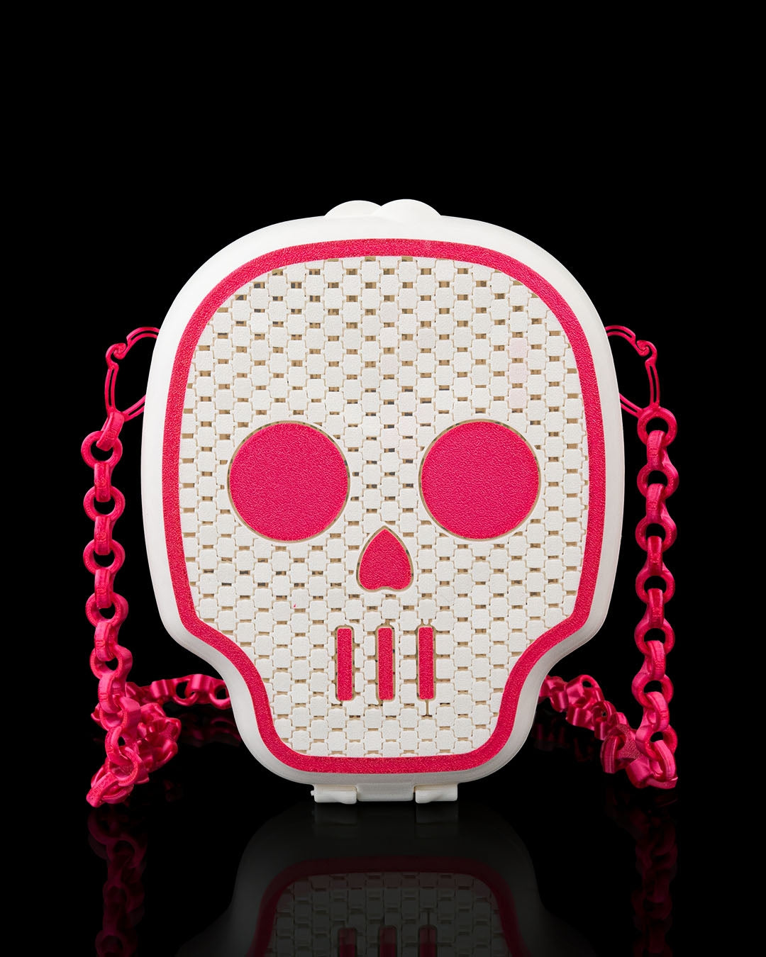 3D Printed Skull Purse | Deadly Cute Mesh Crossbody Bag | Sugar Skull Handbag with Chain Strap