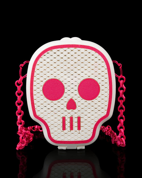 3D Printed Skull Purse | Deadly Cute Mesh Crossbody Bag | Sugar Skull Handbag with Chain Strap