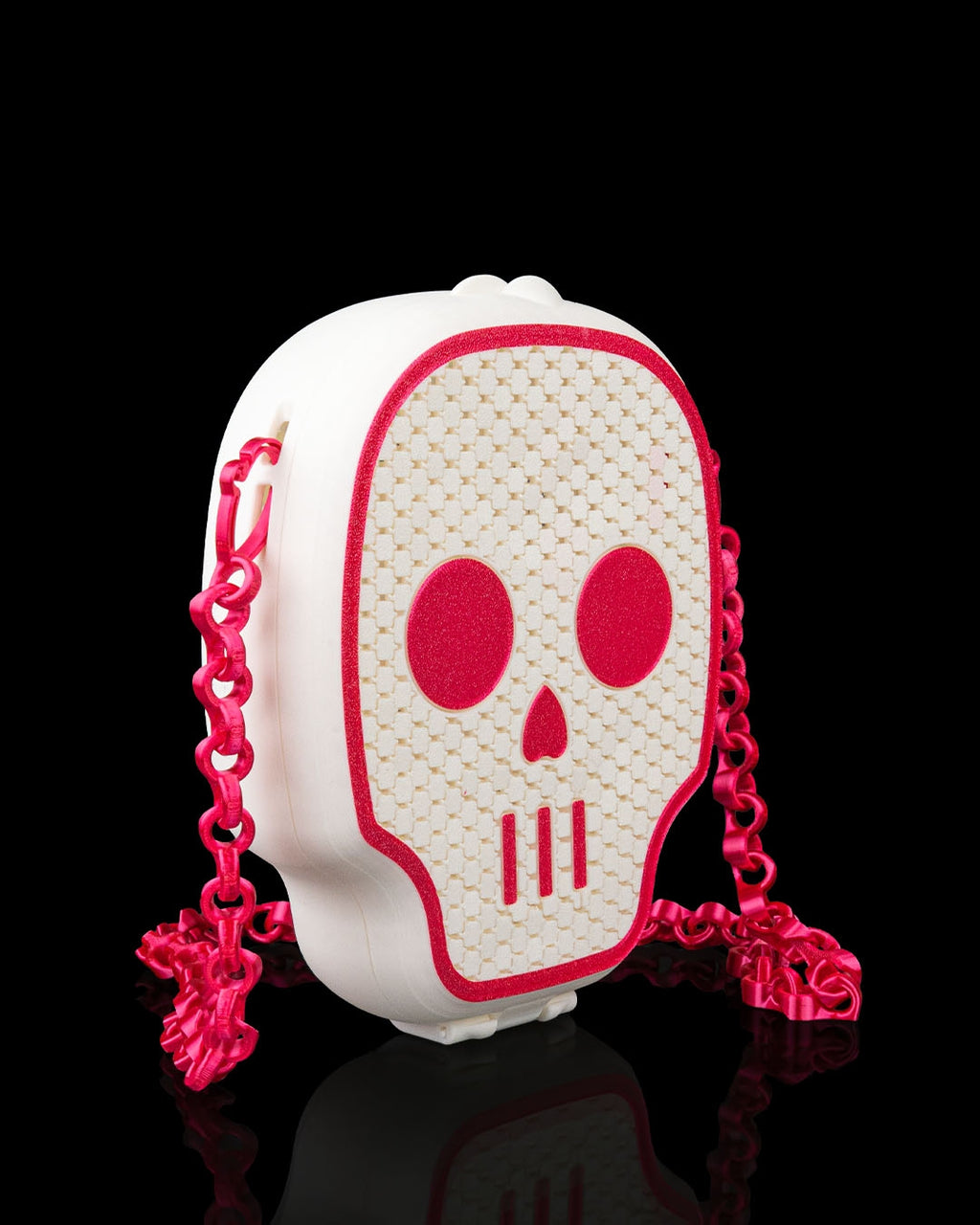 3D Printed Skull Purse | Deadly Cute Mesh Crossbody Bag | Sugar Skull Handbag with Chain Strap