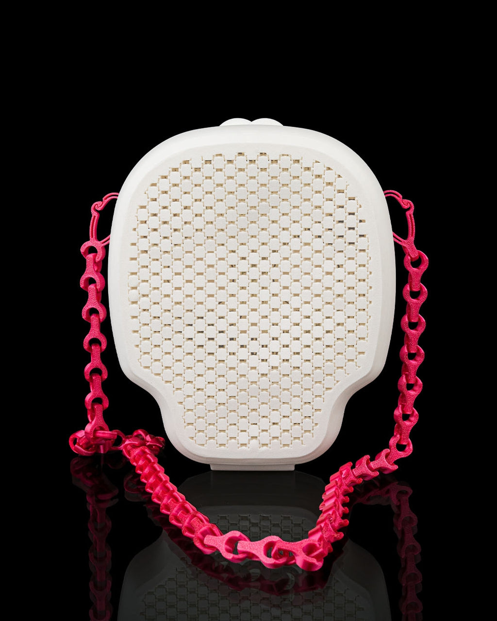 3D Printed Skull Purse | Deadly Cute Mesh Crossbody Bag | Sugar Skull Handbag with Chain Strap