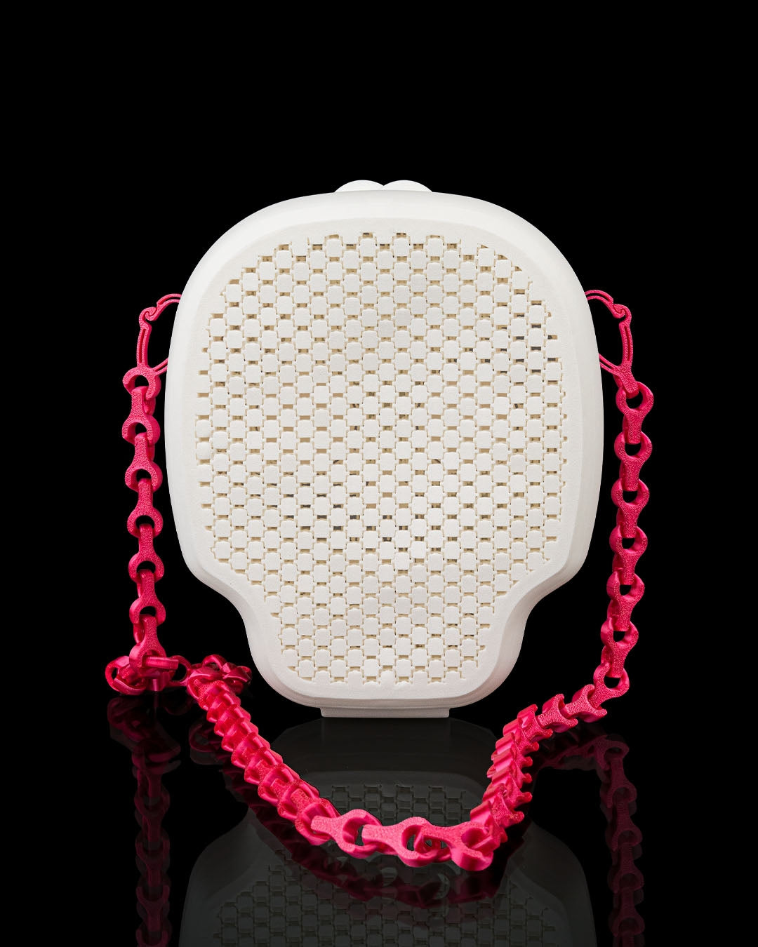 3D Printed Skull Purse | Deadly Cute Mesh Crossbody Bag | Sugar Skull Handbag with Chain Strap