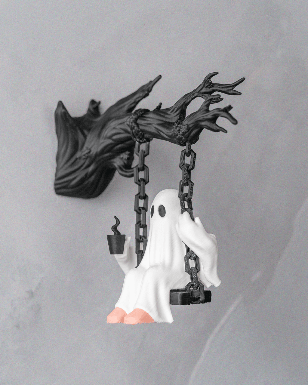 Ghost on a Swing Wall Mount | Spooky Cute Halloween Decor