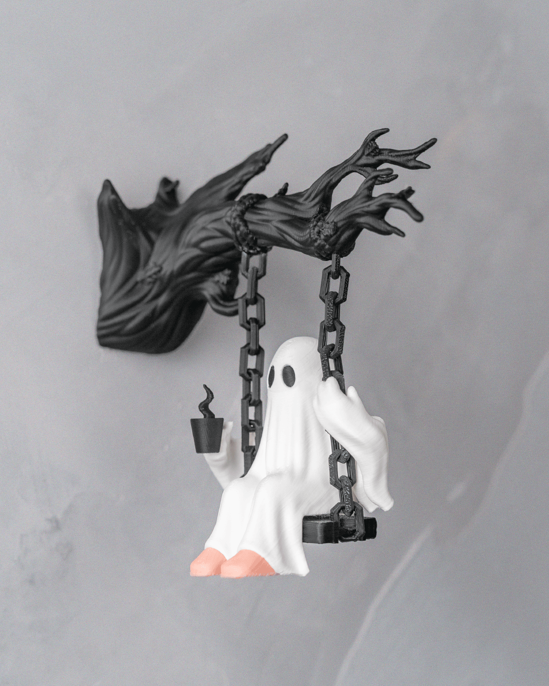 Ghost on a Swing Wall Mount | Spooky Cute Halloween Decor