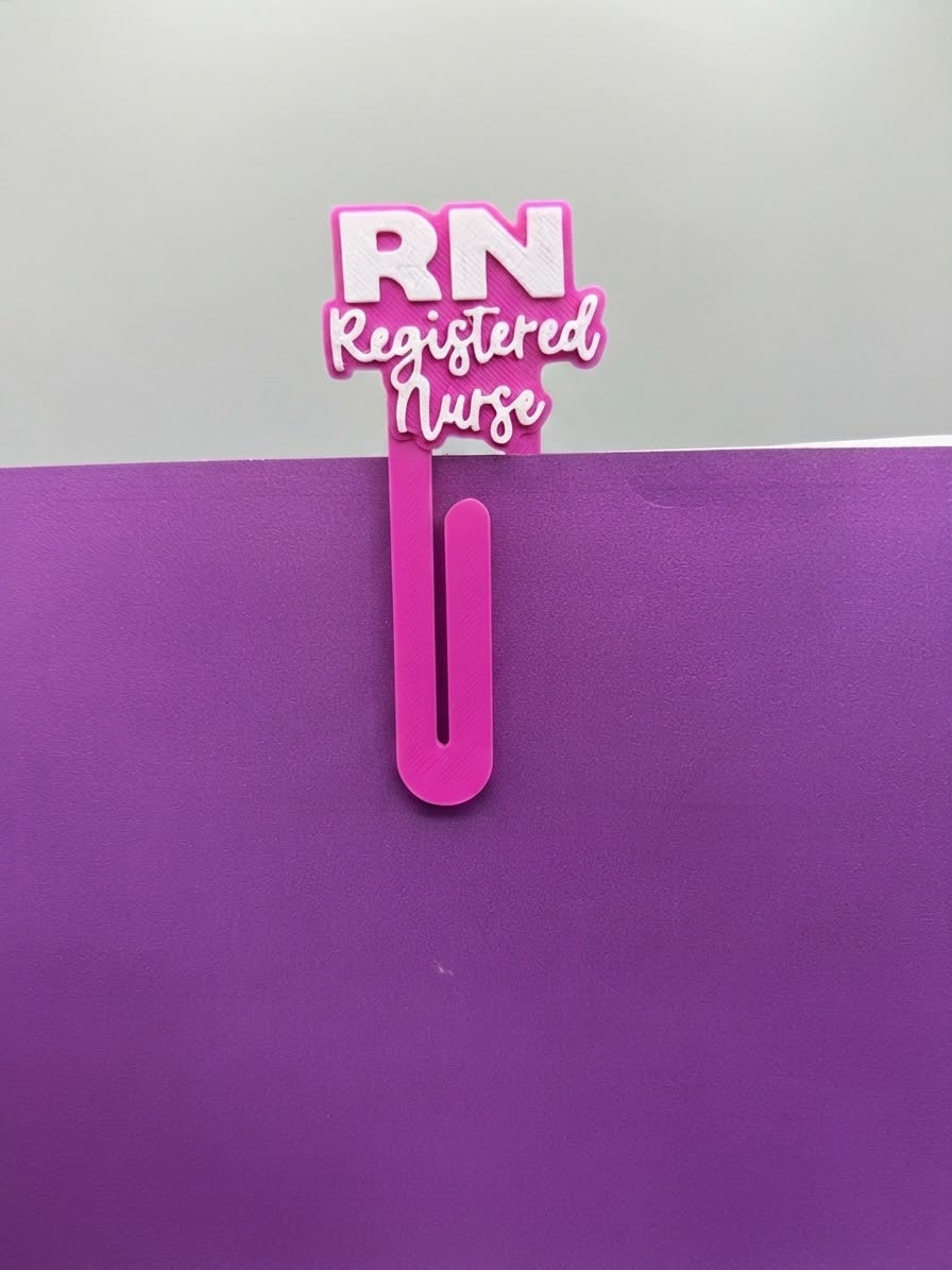 RN Registered Nurse Badge Reel, Bookmark & Straw Topper | Nurse Appreciation Gift | 3D Printed Pink Nursing Accessories | Nurse Grad Gift