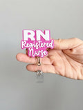 RN Registered Nurse Badge Reel, Bookmark & Straw Topper | Nurse Appreciation Gift | 3D Printed Pink Nursing Accessories | Nurse Grad Gift