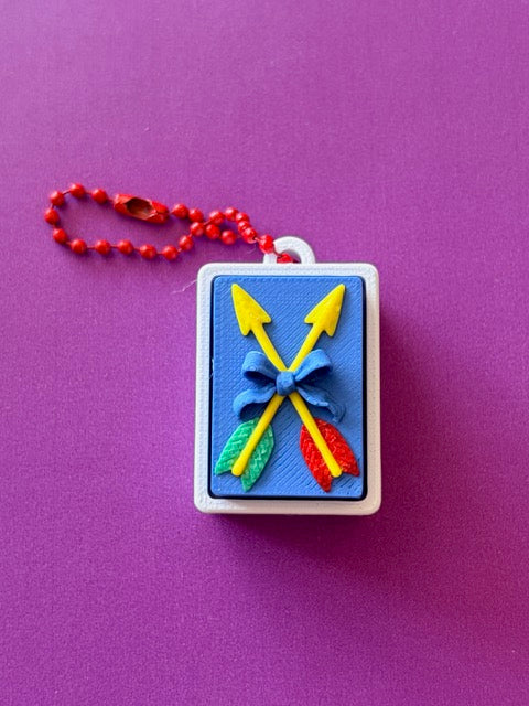 Mexican Folk Art Fidget Clicker Keychain – 3D Printed Bingo-Style Charm