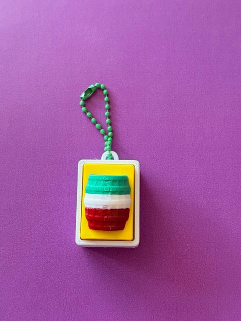 Mexican Folk Art Fidget Clicker Keychain – 3D Printed Bingo-Style Charm