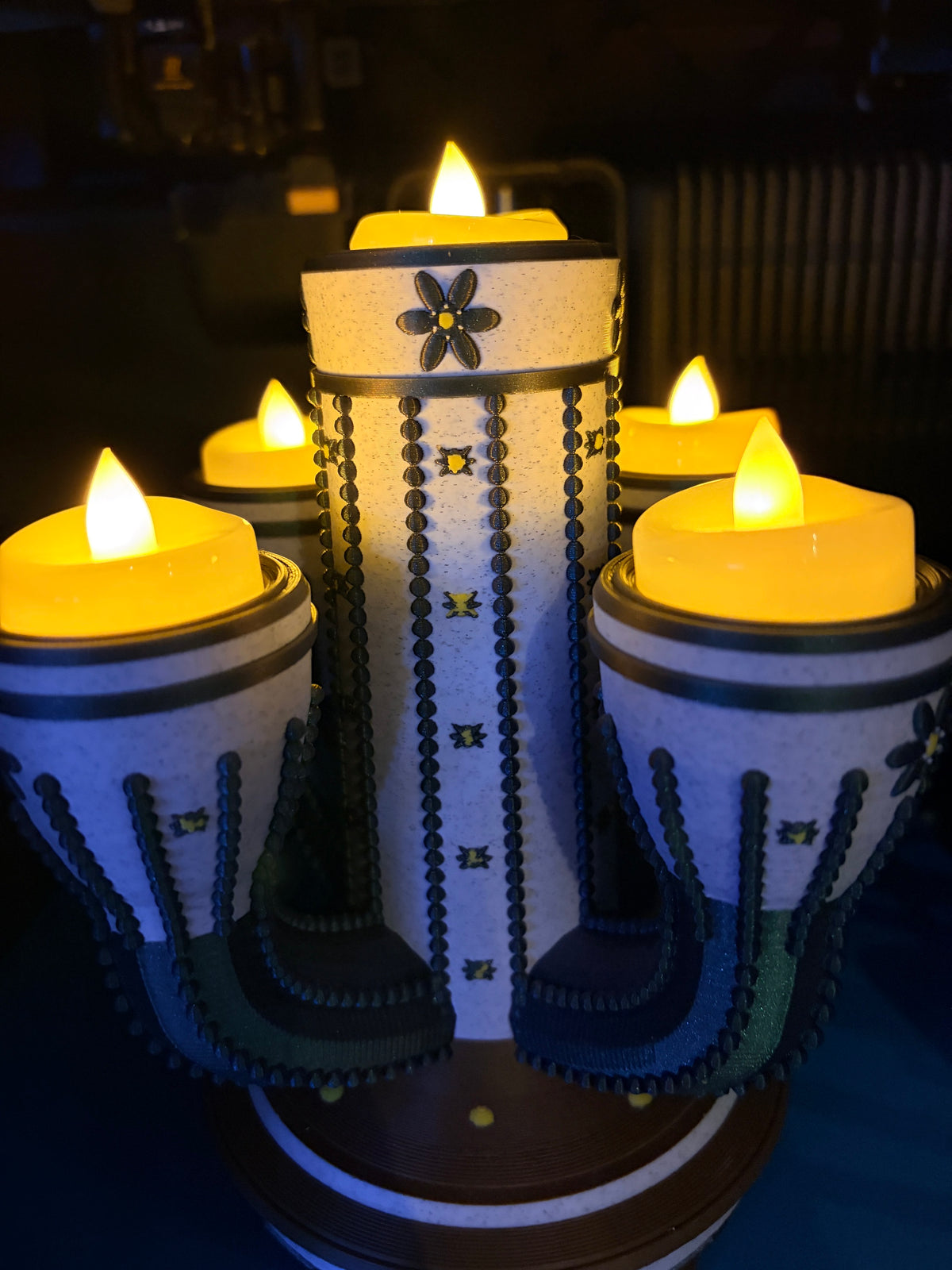 Cactus Tea Light Candle Holder | Southwestern 3D Printed Decor | 5-Light LED Candelabra