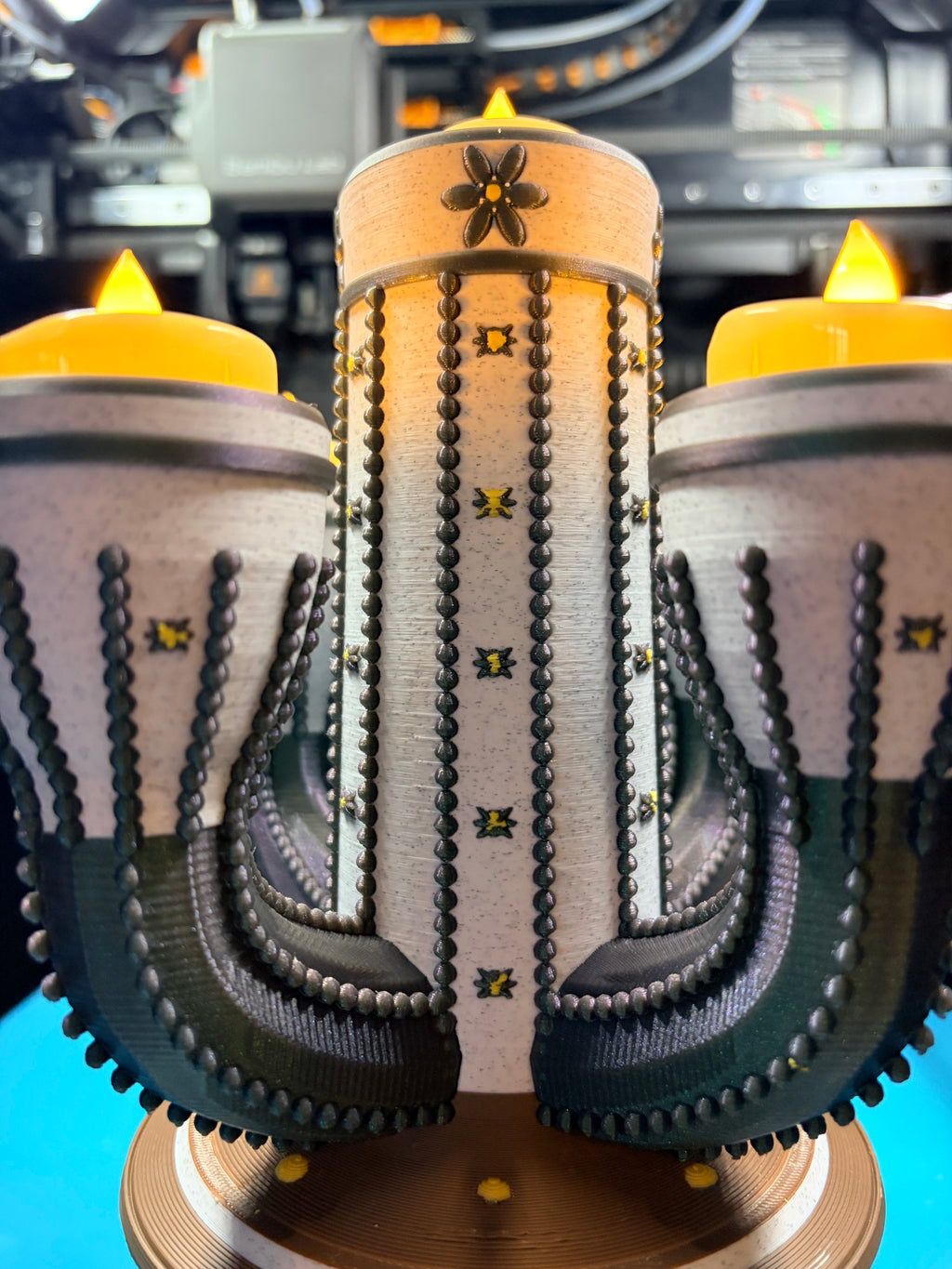 Cactus Tea Light Candle Holder | Southwestern 3D Printed Decor | 5-Light LED Candelabra