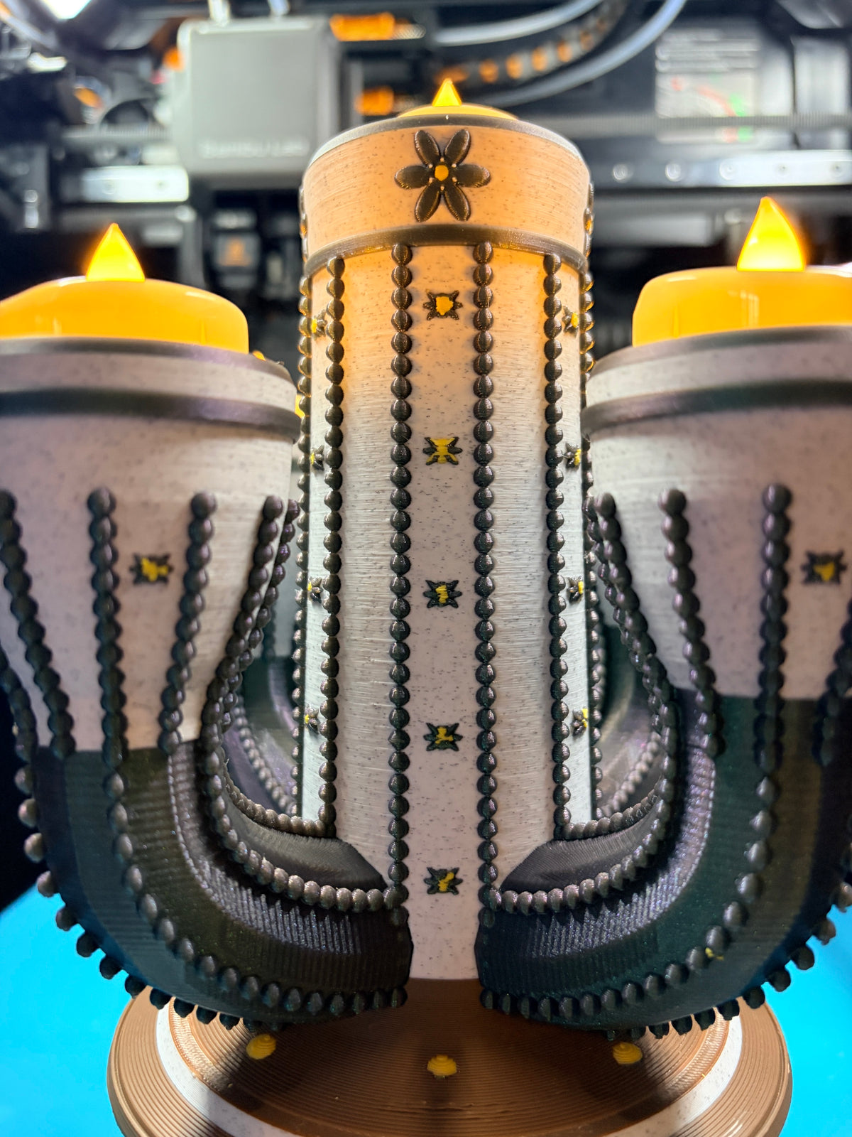 Cactus Tea Light Candle Holder | Southwestern 3D Printed Decor | 5-Light LED Candelabra